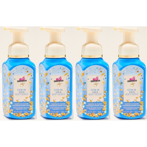 Bath Body Works Milk Bar Cereal Milk Soft Serve Foaming Hand Soap Set of 4 NEW